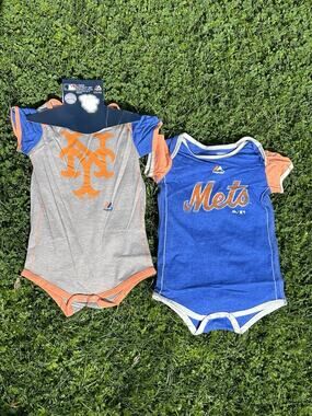 New York Mets Vintage Baby/Infant Go Team 2 Piece Creeper Set - 24M